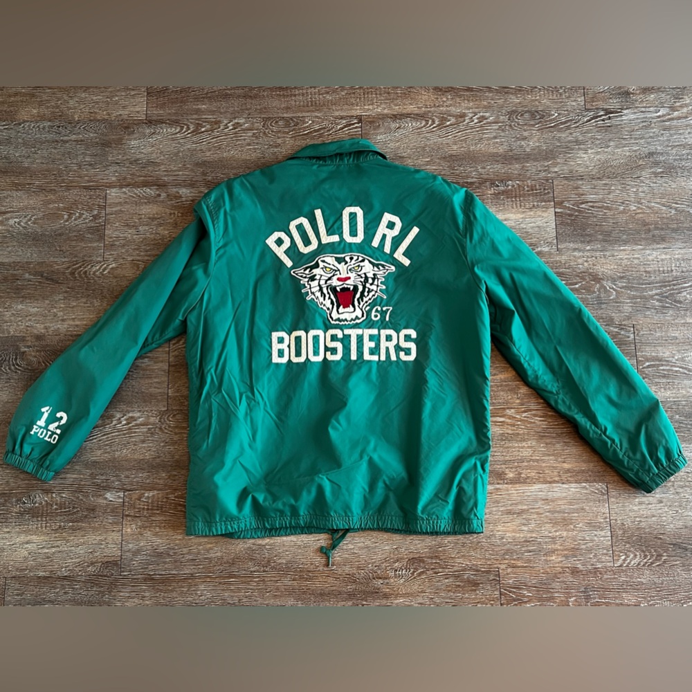Ralph Lauren Polo Boosters Logo Coach Jacket Green Size Large Mens